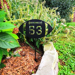 Personalized Football Yard Sign - Graduation Gift - Sports Team - Yard Stake - Home Team - Metal Yard Sign - Custom Yard Art - Jersey Number