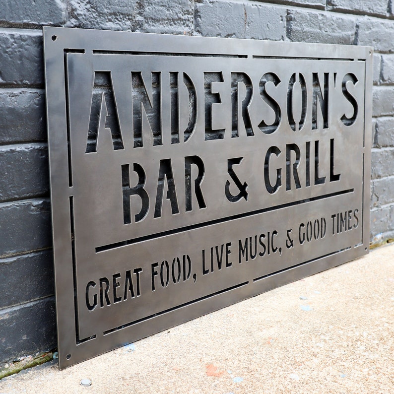 Personalized Metal Family Bar and Grill Sign Personalized Decor Wall Art Personalized Gifts Custom Metal Art Best Gifts image 5