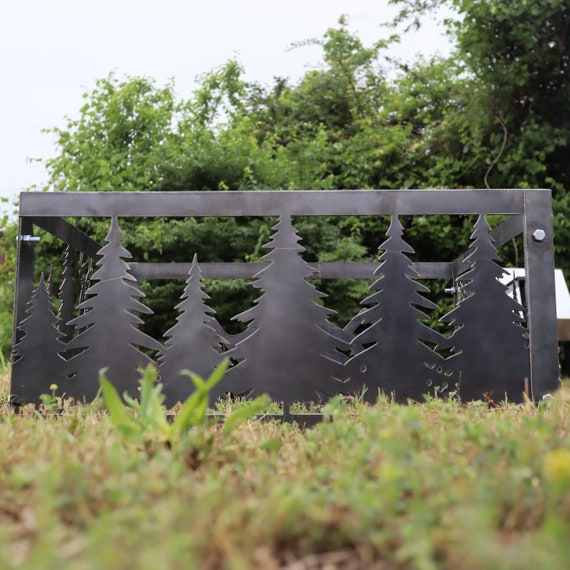 Tree Line Steel Fire Pit Metal Outdoor Backyard Fire Ring Etsy