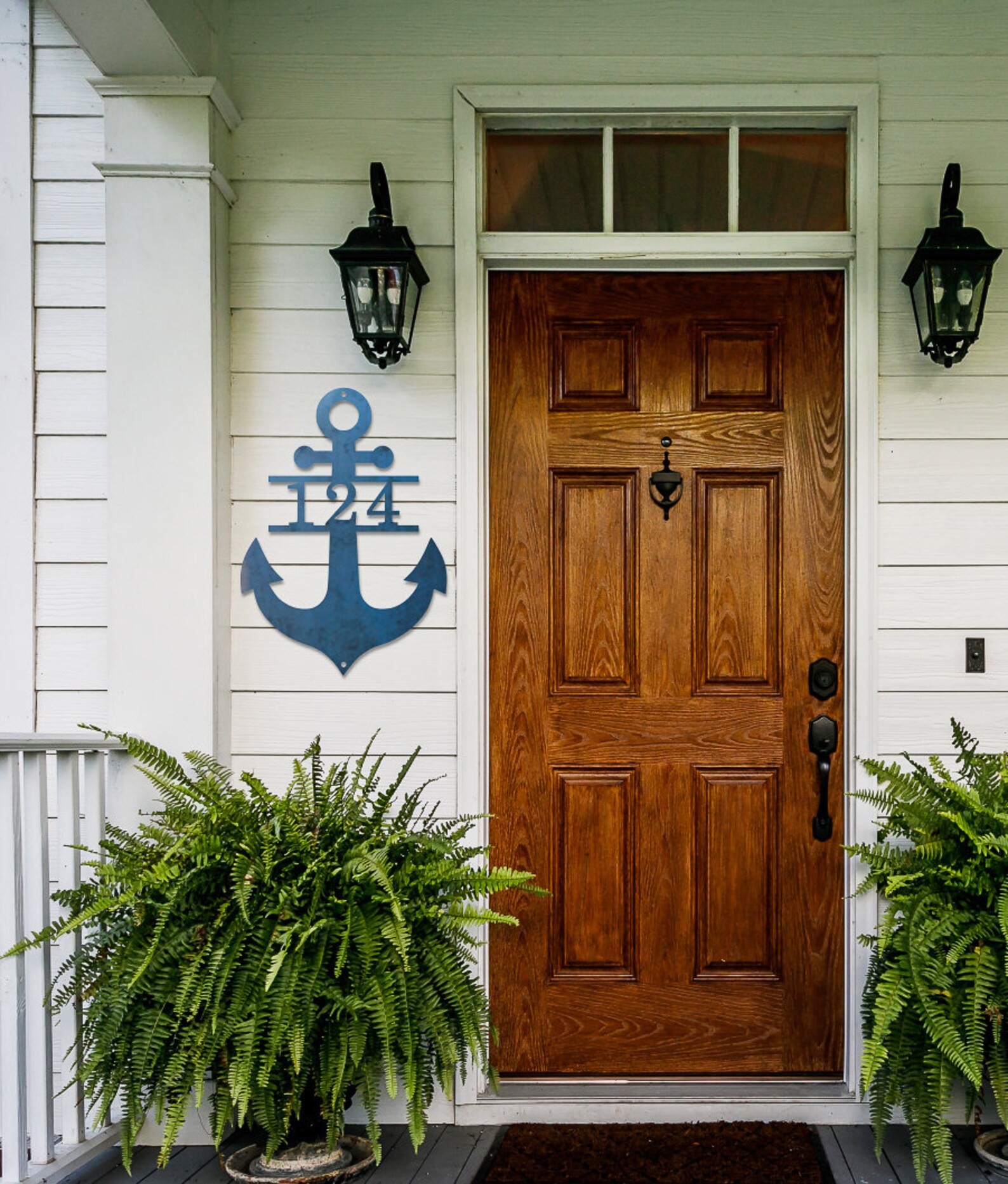 Nautical Address Sign Metal Anchor Front Porch Decor Etsy