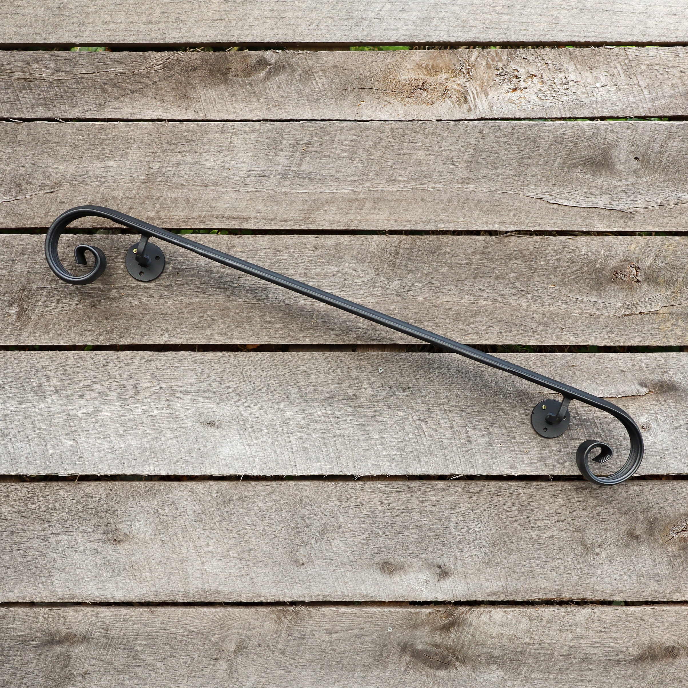 Scroll Hand Railing Metal Handrail With Scroll End - Wall Mount Grab Rail - Victorian Stair ...