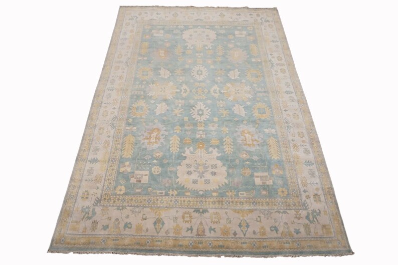 Antiqued 12x17 Oushak Vegetable Dye Turkish Hand Knotted Oriental Wool Area Rug 12 X 17 4
