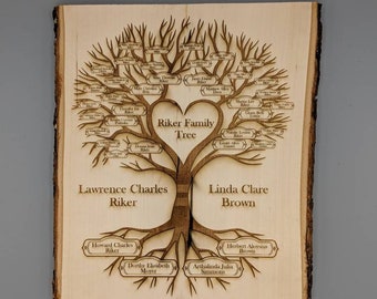 Custom Family History Tree Laser Engraved Plaque