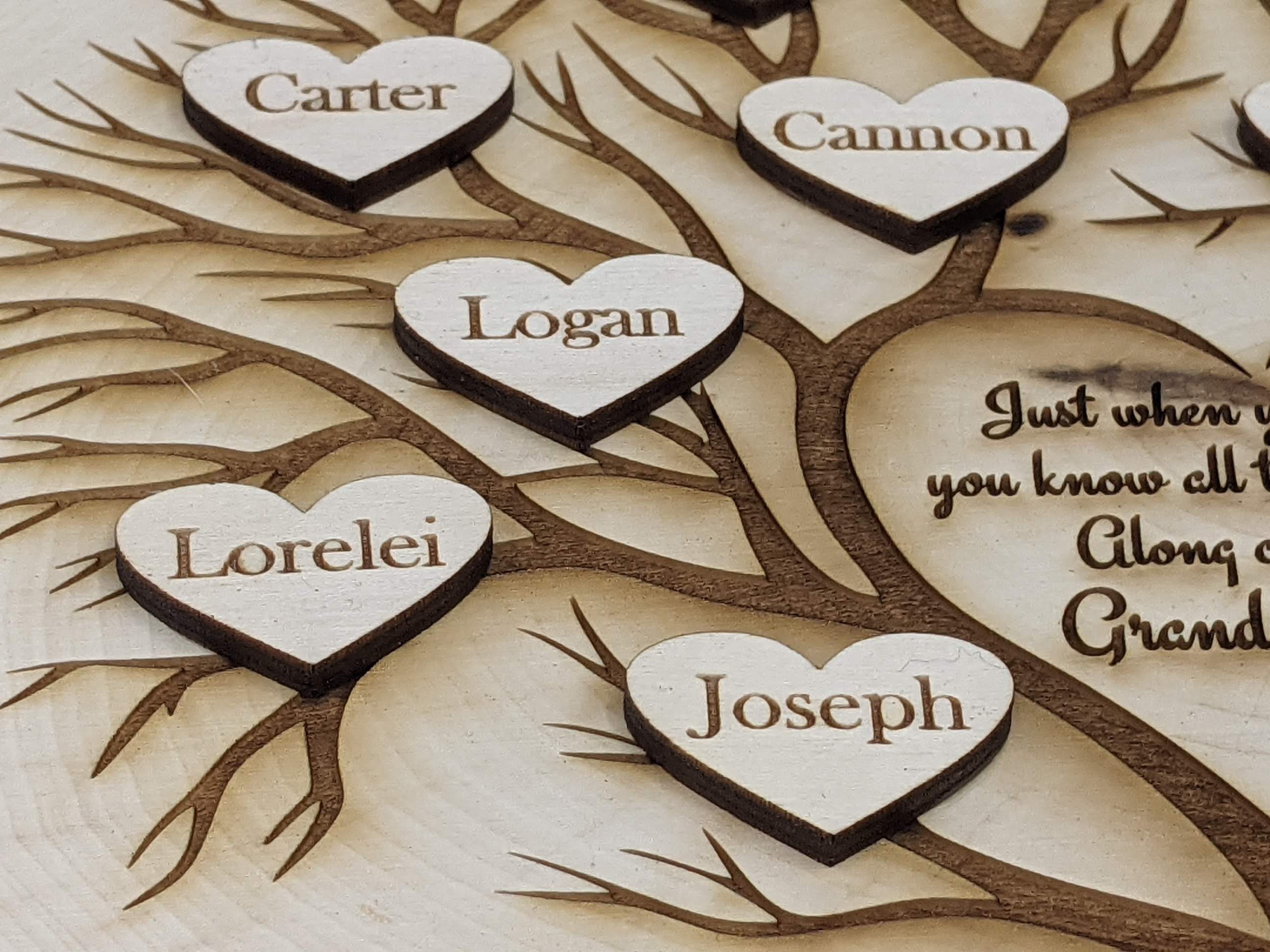 Custom Grandchild / Grandkid Tree Laser Engraved Plaque