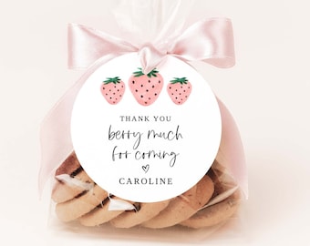 Thank You Berry Much Printable Favor Tags, Gift Tags, Thank You Tag, Berry First Birthday Tags,  Instant Download, Editable DIY Tags