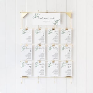 Greenery Seating Chart Cards Template, Seating Chart Template, Wedding Seating Cards, Seating Chart Wedding, Boho Garden Instant Download