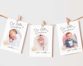 Unser Little Sunshine Monthly Photo Banner | Mein erstes Jahr Foto Banner | Meilenstein Banner | Ein Jahr Baby | Sonne Erstes Jahr Baby Fotos