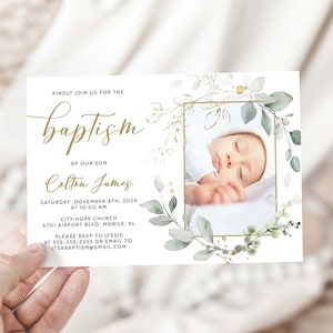 Baptism Invitation Boy Girl, Communion Invitation PDF,  Baptismal Printable Invitation Template, Christening Gender Neutral Baptism Invite