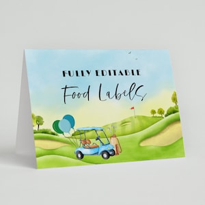 Trou de golf dans un premier anniversaire étiquettes de nourriture, étiquettes de nourriture d'anniversaire de garçon, décor de fête de golf de 1er anniversaire, par-tee d'anniversaire de golf, cartes de table de golf