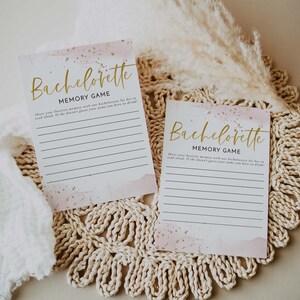 Bachelorette Memory Game, Bachelorette Party Game , Blush Pink and Gold Bach DIY, Bachelorette Bar Games, Guess Whose Story, Printable Game