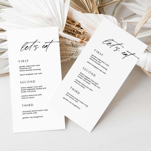 Printable Minimalist Wedding Menu Template, Wedding or Shower Menu Cards, Instant Download, Editable DIY Menu, Editable Menu, Templett PDF image 1