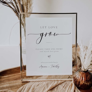 Let Love Grow Printable Wedding Sign, Wedding Favors Sign, Please Take One, Succulent Favor Sign, Modern Minimalist Wedding Table Sign