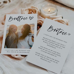 Will You Be My Bridesmaid Card, Bridesmaid Proposal Card with Photo, Printable Maid of Honor Card, Modern Minimalist Be My Maid of Honor