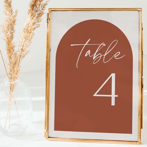 Terra Cotta Table Number Cards Burnt Orange Rust Table Etsy