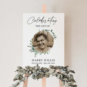 Editable Funeral Welcome Sign, In Loving Memory Memorial Sign, Celebration of Life Sign, Funeral Service Photo Display, Memorial Board