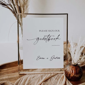 Please Sign Our Guestbook Printable Template, Modern Minimalist Guestbook Template, Wedding Guest Book Sign, Sign the Guestbook, DIY Signage