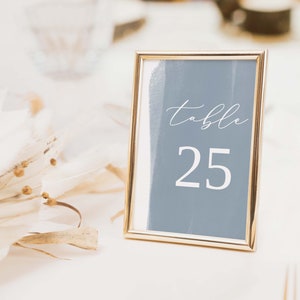 Dusty Blue Table Numbers Template, Printable Dining Table Numbers for Wedding, Table Cards Template, Boho Rustic Table Decor, Table Marker