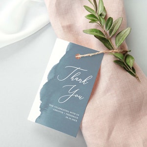 Dusty Blue Watercolor Printable Favor Tags, Gift Tags, Thank You Tag, Wedding Tag, Baby Shower Tag, Instant Download, Editable DIY Favor Tag