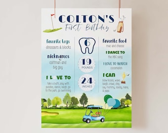 Golf Milestone Birthday Poster, Hole in One First Birthday Chalkboard Sign, Masters Golf Birthday Boy,  Golf Party 1st Birthday, Put Put 1st