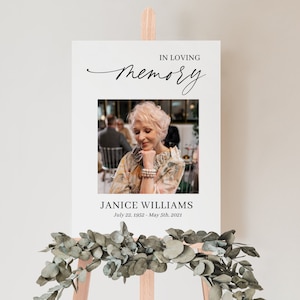 In Loving Memory Memorial Sign for Funeral Service, Funeral Welcome Sign, Celebration of Life Sign, Printable Obituary, Memorial Board