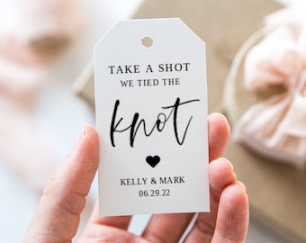 Take A Shot We Tied the Knot, Personalized Favor Tags Template, Printable Tags, Thank You Tag, Wedding Champagne Tags, Wine Bottle Tags