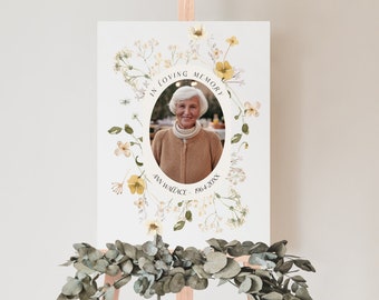 Celebration of Life, Easel Display Sign, Funeral Welcome Picture, Memorial Poster, Memorial Sign, Memorial Service, Floral Memorial Sign