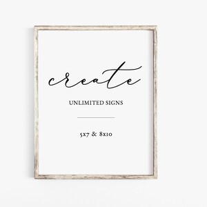 Minimalist Custom Sign Template, Printable Wedding Table Sign, Modern Simple Customizable Table Sign for Wedding or Bridal, 5x7 and 8x10,