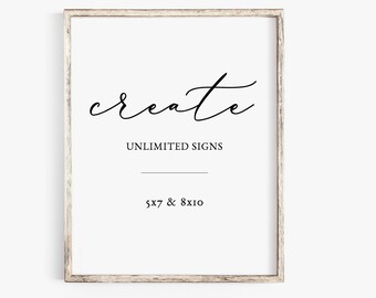 Minimalist Custom Sign Template, Printable Wedding Table Sign, Modern Simple Customizable Table Sign for Wedding or Bridal, 5x7 and 8x10,