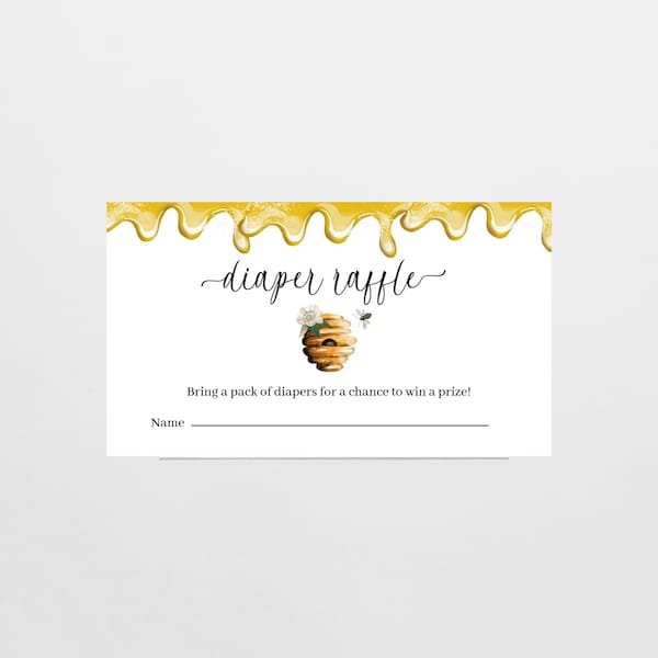 Oh Babee Diaper Raffle Insert, Diaper Raffle Card, Parents to Bee, Honey Bee Shower Insert, Printable Template, Instant Download, Corjl