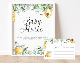 BumbleBee Advice for Baby Printable, Mommy to Bee Baby Shower Game, Advice Cards for Baby Shower, Parents to Bee, Honey Bee Shower,