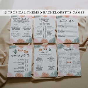 Tropical Bachelorette Party Game Bundle, Beach Bachelorette Party Games, Printable Bachelorette Game Kit, Editable Bachelorette Games