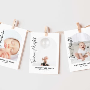 Bearbeitbare Babys erstes Jahr Fotos, Erster Geburtstag Monatliches Foto Banner Vorlage, Modern 1.Geburtstag, druckbares Foto Banner, 1.Geburtstag