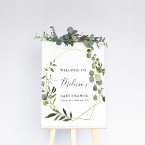 Eucalyptus Greenery Baby Shower Welcome Sign, Bohemian Printable Welcome Poster, Greenery Baby Shower Decor, Shower Wedding Signage Template image 8