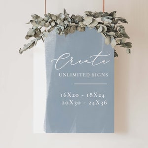 Dusty Blue Wedding Sign Printable, Blue Unlimited Custom Table Sign Template for Wedding or Shower, Editable in TEMPLETT, DIY 18x24, 24x36