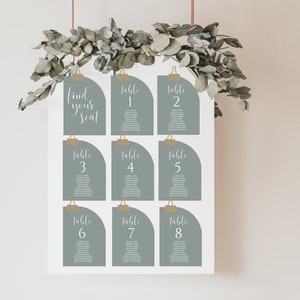 Sage Green Table Seating Chart, Half Arched Seating Chart Template, Seating Poster Card, Table Seating Chart Editable Download, Seating Plan