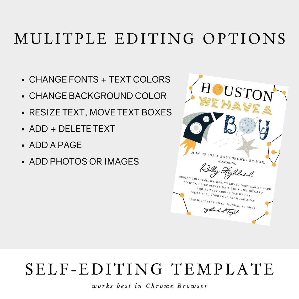 Houston We Have A Boy Baby Shower Invitation Galaxy Outer Etsy