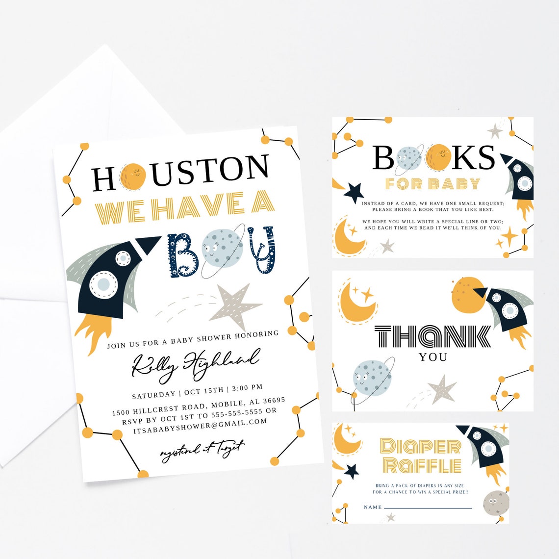Houston We Have A Boy Baby Shower Invitation Galaxy Outer Etsy