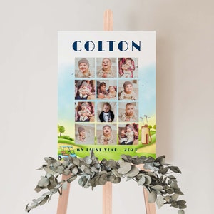 Editable Hole In One 1st Birthday, Baby's First Year Poster, Golf Par-tee First Year Photo Collage Template, 1st Birthday Year in pictures image 8