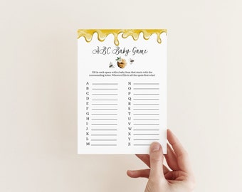 Bee Baby ABC Printable Game, Mommy Bee Bingo Game, Parents to Bee, Honey Bee Baby Shower Game Template, Instant Download, Corjl