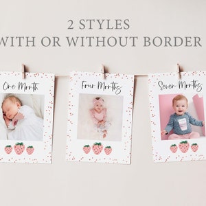 Berry First Birthday Monthly Photo Banner, Editable Baby First Year Photos, Strawberry 1st Birthday, Printable Photo Banner, 1st Birthday