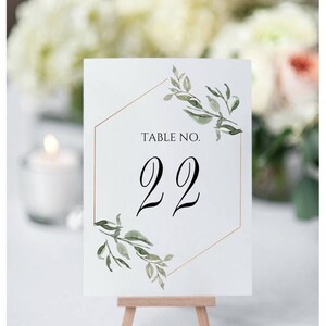 Greenery Table Numbers, Greenery Table Numbers Template, Elegant Wedding Table Numbers, Table Number for Wedding, Rustic Table Numbers image 3