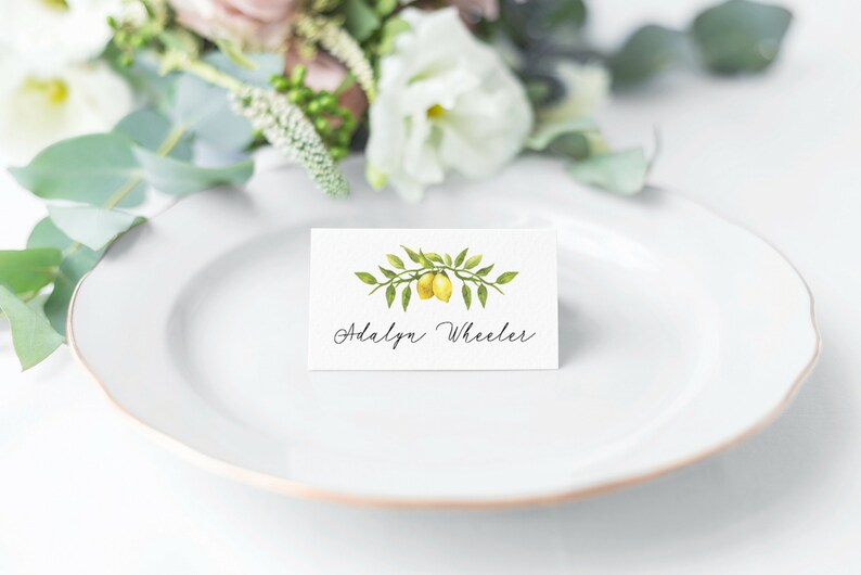 Place Cards Printable Printable Place Cards Place Card Wedding Escort Cards Wedding Place Cards Lemon Place Cards Template