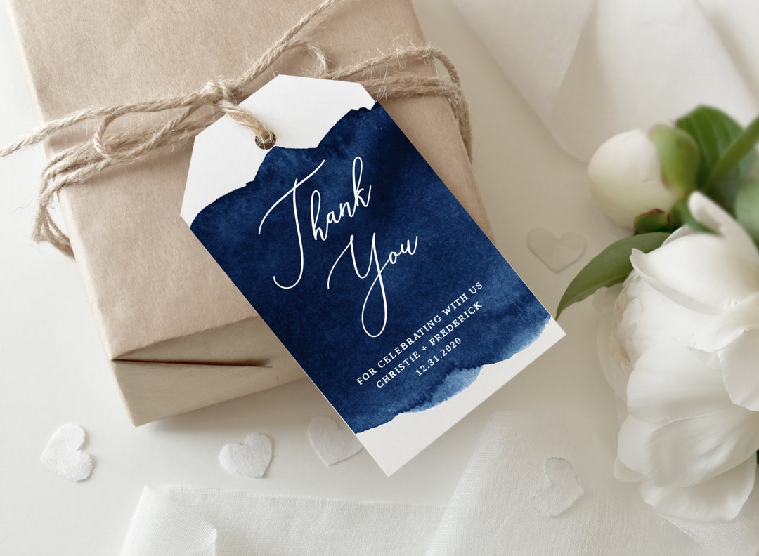 Navy Blue Watercolor Printable Favor Tags, Gift Tags, Thank You Tag ...