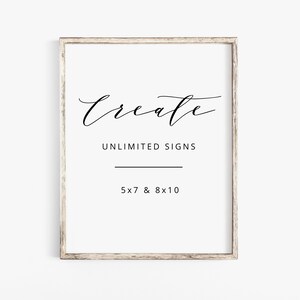 Minimalist Wedding Sign Printable, Unlimited Custom Table Sign Template, DIY 5x7 and 8x10, Modern Wedding Decor, Editable in TEMPLETT