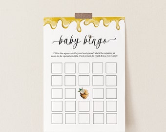 Bee Baby Bingo Printable Game, Mommy Bee Bingo Game, Parents to Bee, Honey Bee Baby Shower Game, Printable Template, Instant Download, Corjl