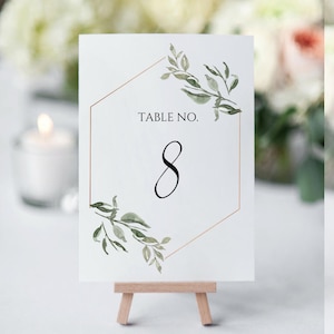 Greenery Table Numbers, Greenery Table Numbers Template, Elegant Wedding Table Numbers, Table Number for Wedding, Rustic Table Numbers image 1