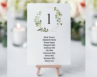 Eucalyptus Greenery Table Seating Chart, Seating Chart Template, Seating Cards Printable, Table Seating Chart Download, Table Seating Chart