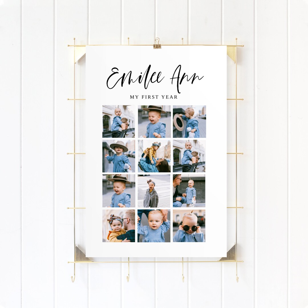 Baby's First Year Poster, First Year Photo Collage Template, 1st ...