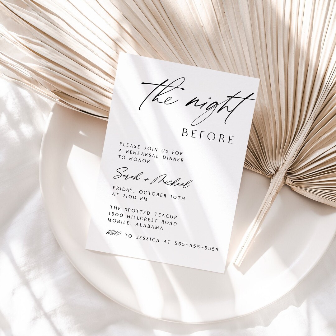 The Night Before Wedding Rehearsal Dinner Invitation, Minimalist