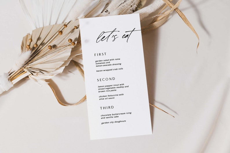 Printable Minimalist Wedding Menu Template, Wedding or Shower Menu Cards, Instant Download, Editable DIY Menu, Editable Menu, Templett PDF image 8